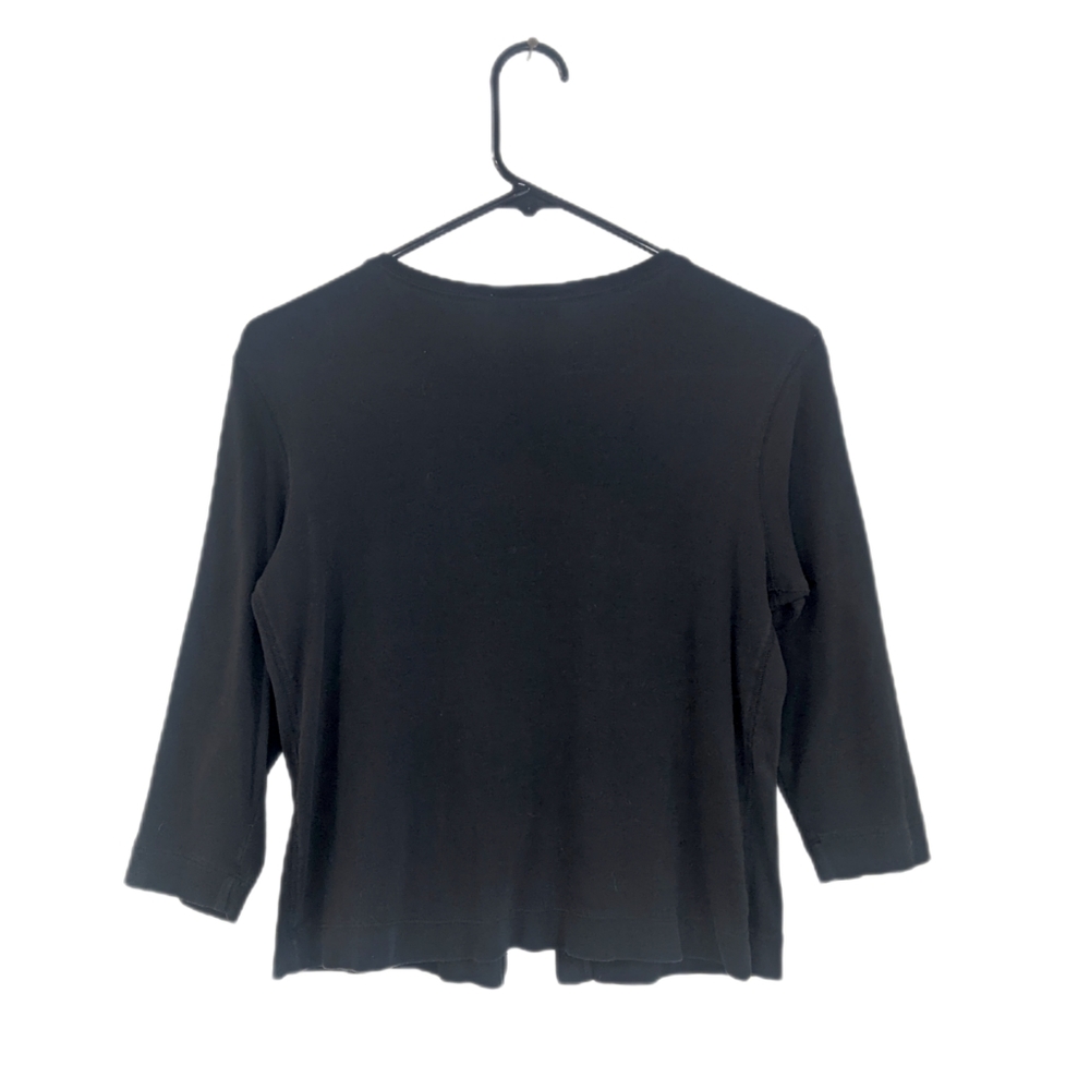 Vtg 90s Parisian Chic Basic Black Button Down 3 Q… - image 3